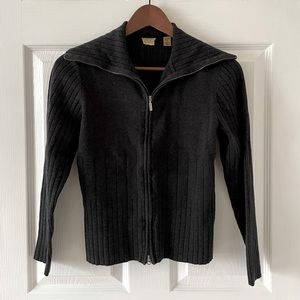 Caslon Dark Grey Zip Collared Sweater